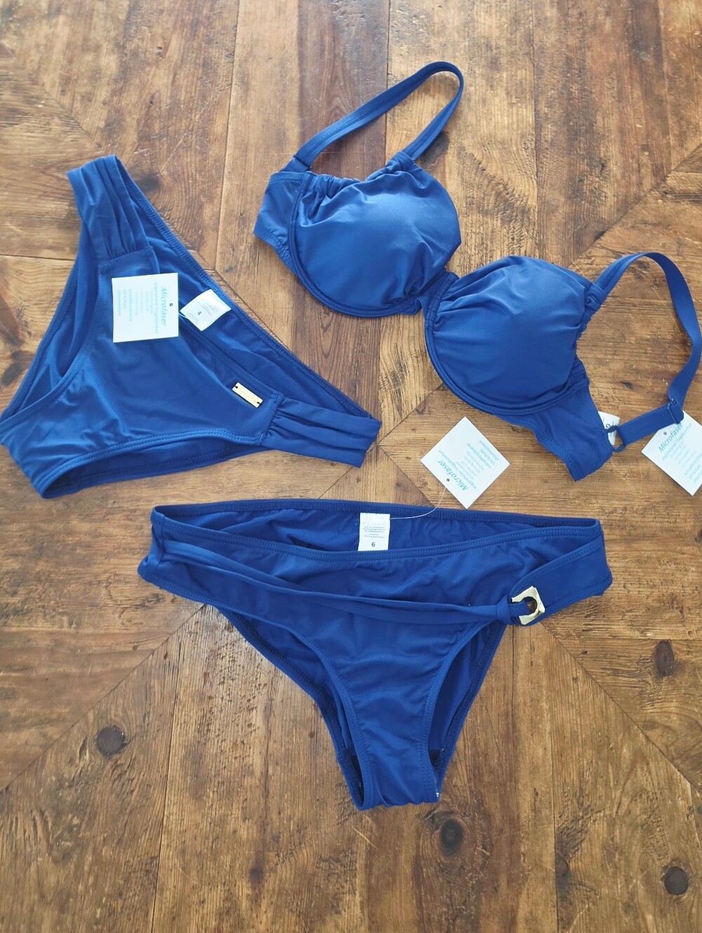 NWT 3pc. Blue Venus Bikini Set - Frech-Cut Top and 2 Classic Bottoms